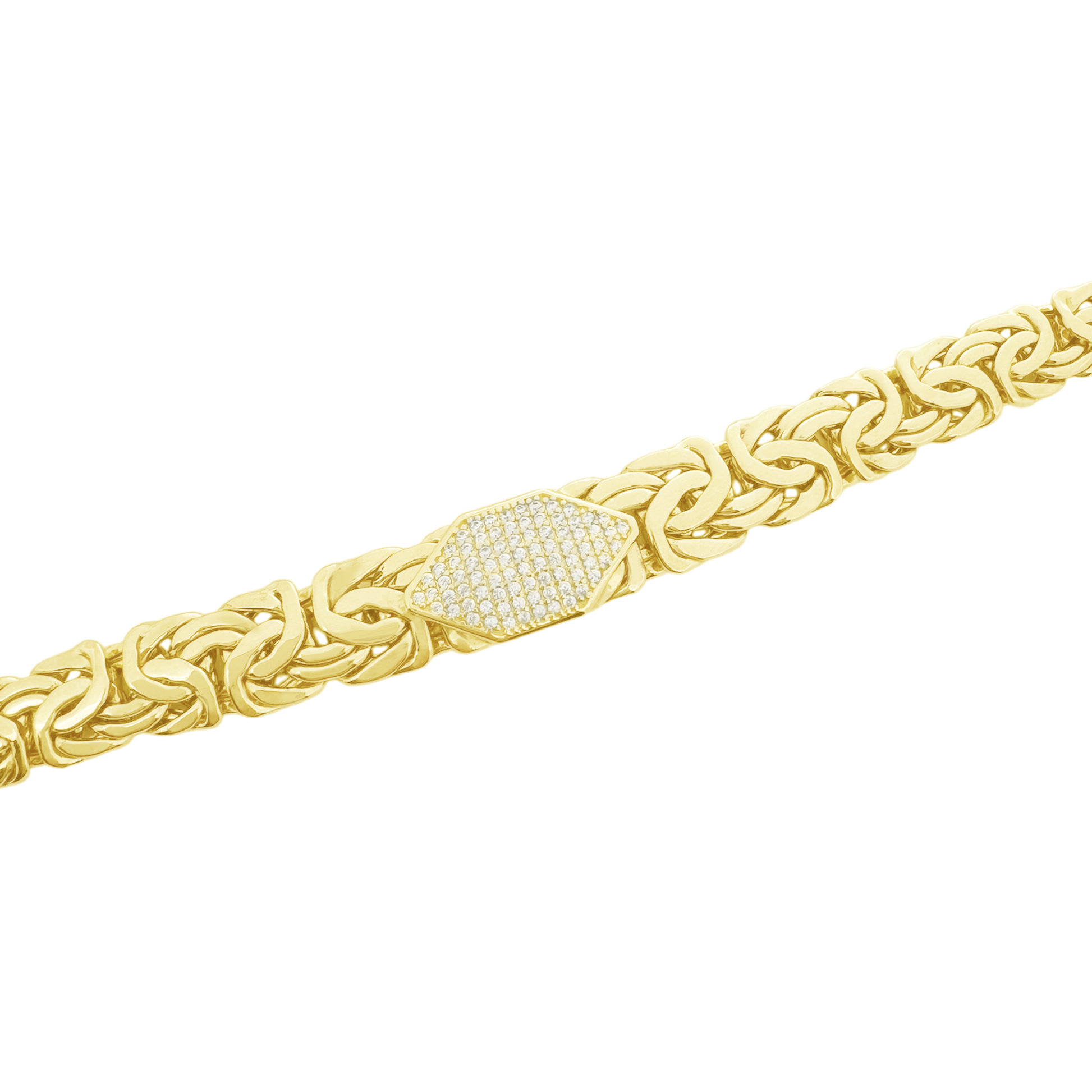 14K Yellow Gold Cz Byzantine Style Link Necklace 17In 17.4Dwt