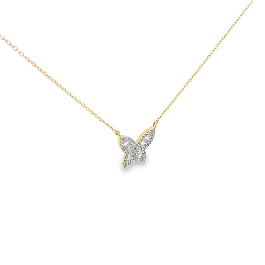 0.50Ctw14k Yellow Gold Diamond Butterfly Pendant Necklace 18In 2.0Dwt