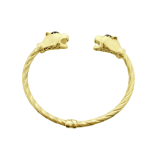 10K Yellow Gold Panther Head Bangle 9.0Dwt