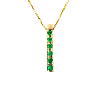 14K Yellow Gold Emerald Pendant Necklace 16In 8.0Dwt