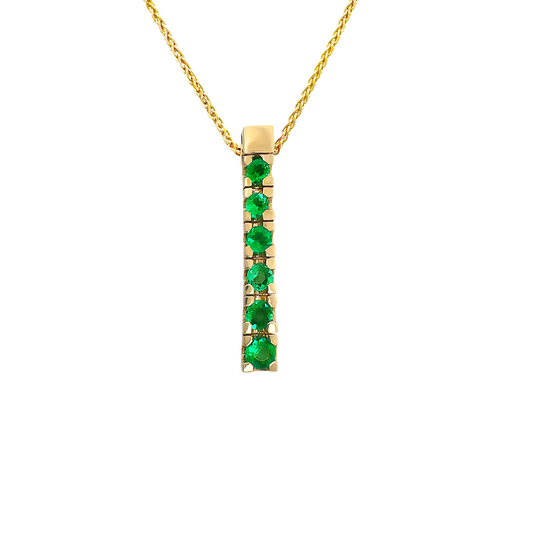 14K Yellow Gold Emerald Pendant Necklace 16In 8.0Dwt