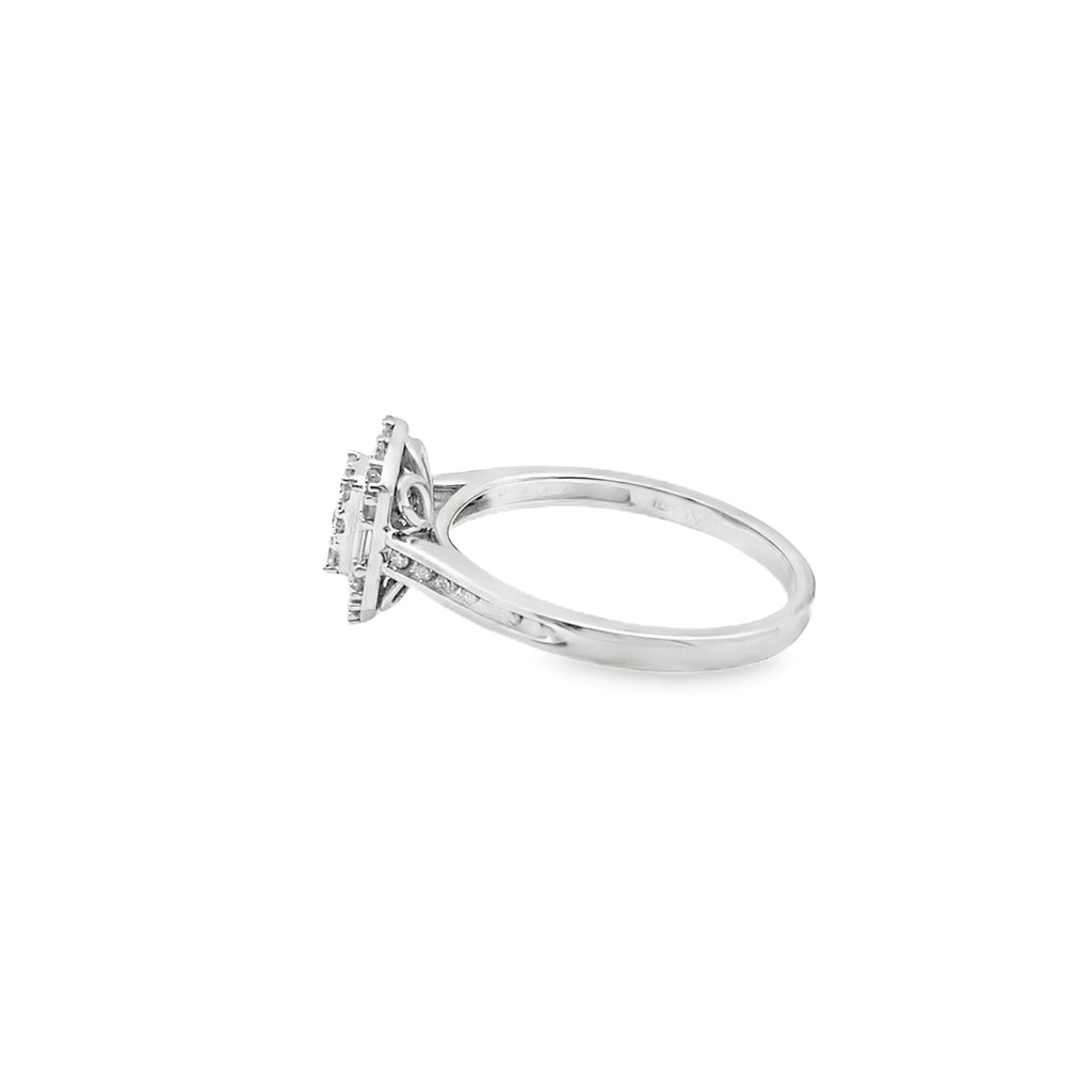 0.35Ct 10K White Gold Diamond Engagement Ring Size 7 1.5Dwt