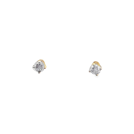 0.33Ctw 14K Yellow Gold Solitaire Round Diamond Stud Earring