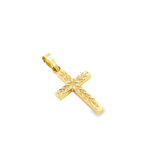 14K Yellow Gold Small Cross Charm 0.3Dwt