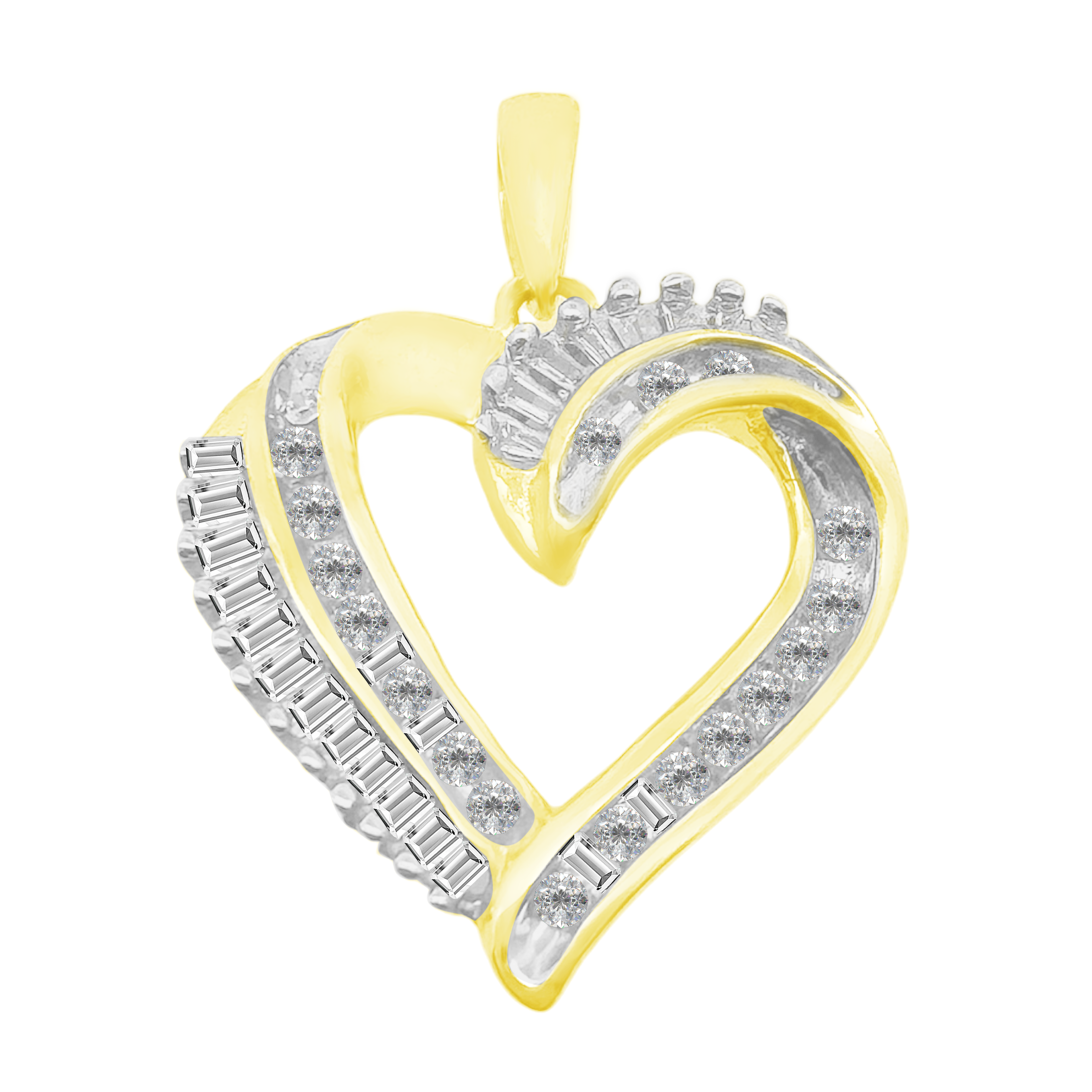 0.23Ctw 10K Two Tone Diamond Heart Pendant  1.0Dwt