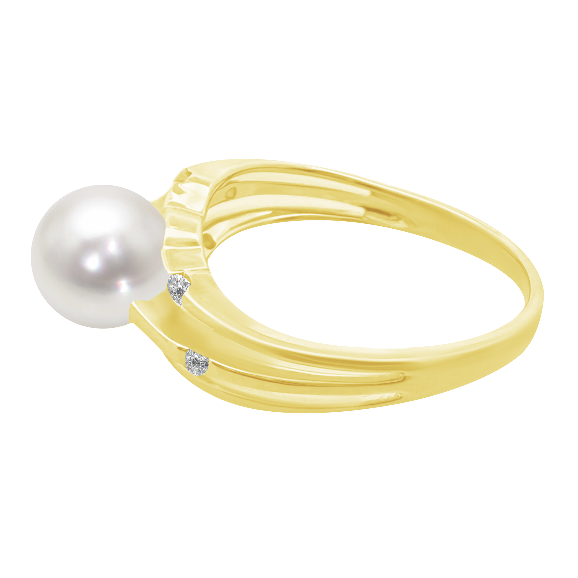 2.91Plrd 0.10 Dird 14K Yellow Gold Pearl & Dia Ring Size 7 2.2Dwt