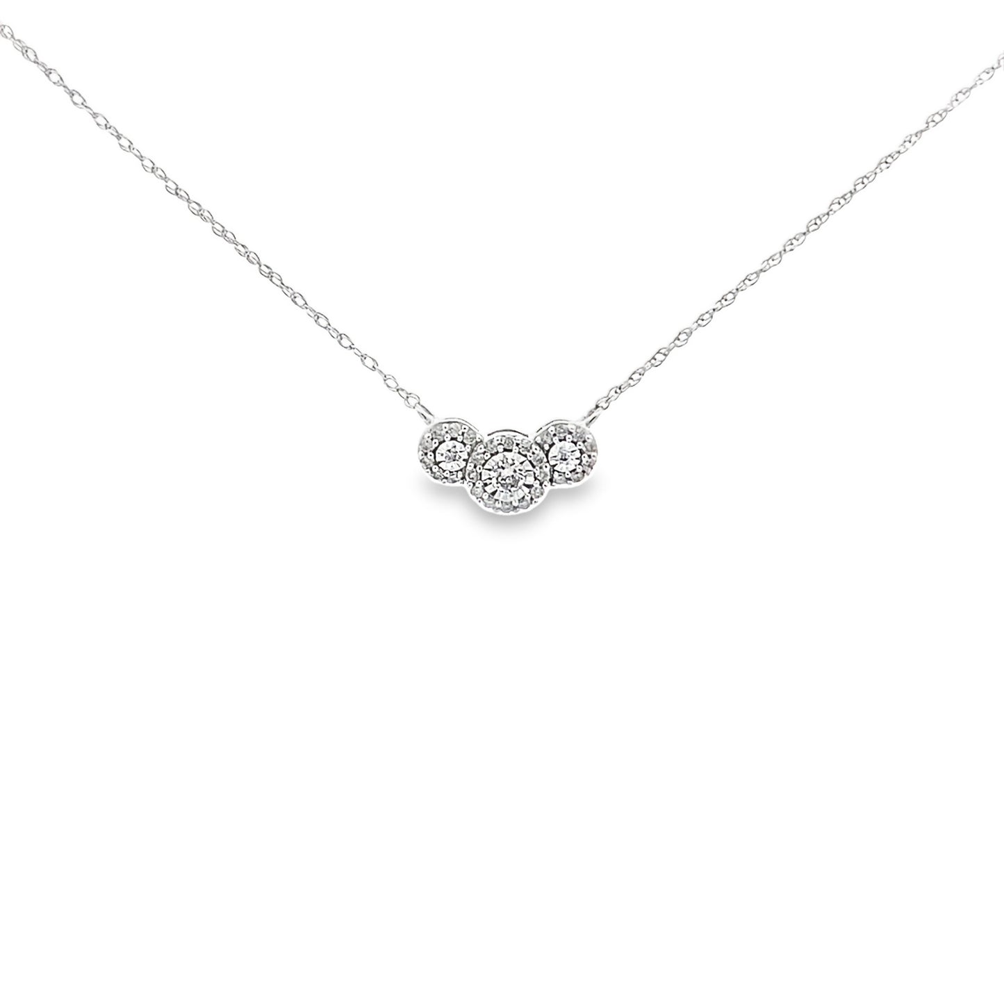 0.15Ctw 10K White Gold Diamond Pendant Necklace 18In