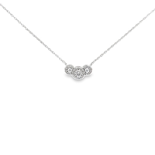 0.15Ctw 10K White Gold Diamond Pendant Necklace 18In