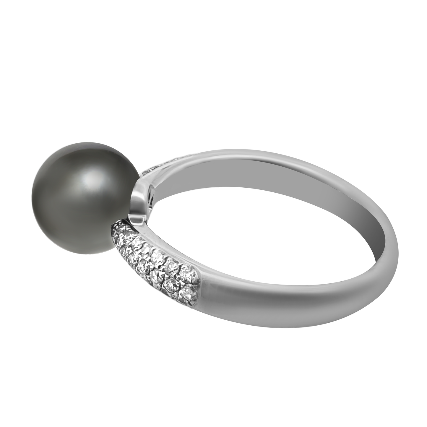 4.08Tpr 0.25Dir 18K White Gold Tahitian Pearl & Diam Ring Size 6.5 2.8Dwt+