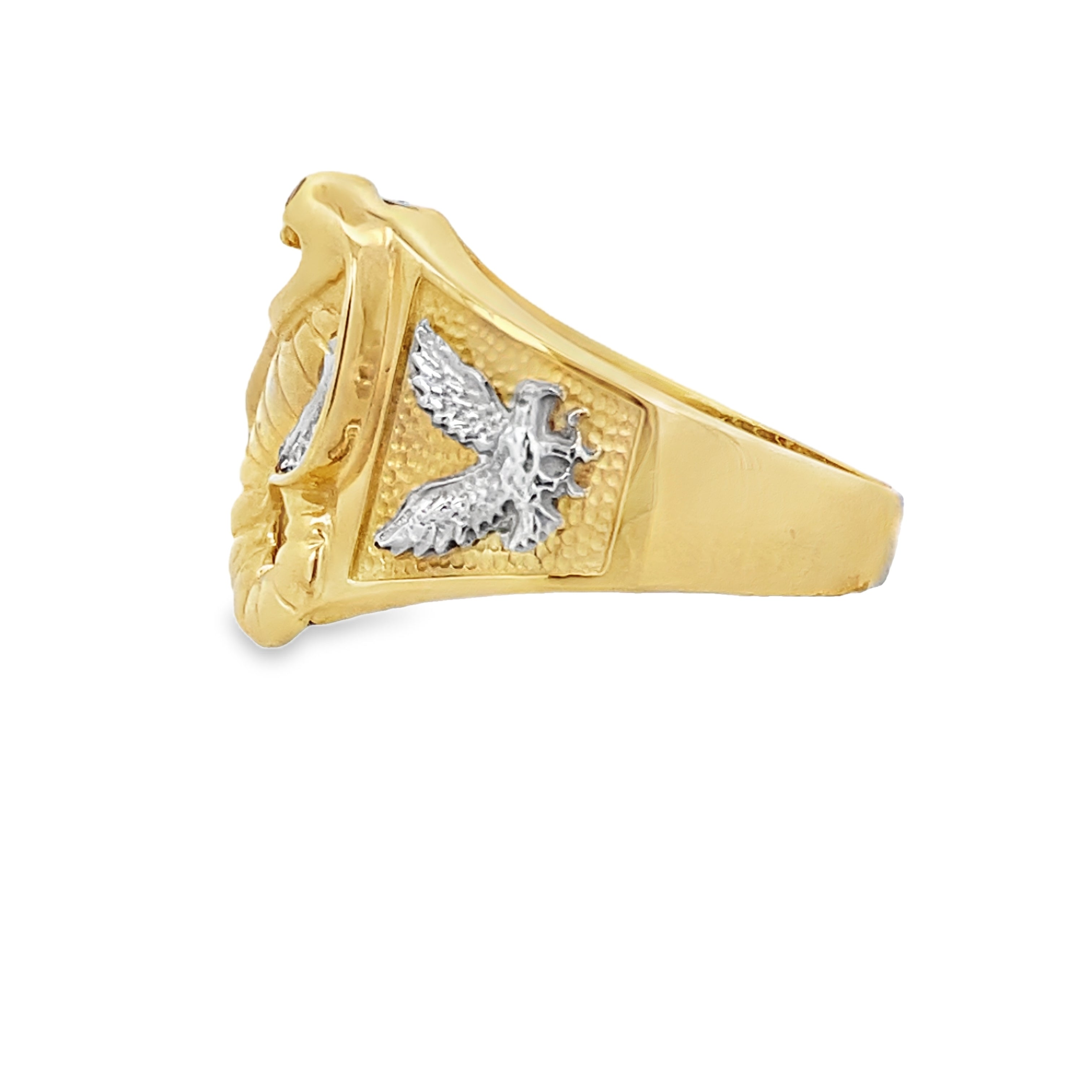 14K Two Tone Gold Onyx Cobra Red Eyes Fashion Mens Ring Size 11 6.7Dwt