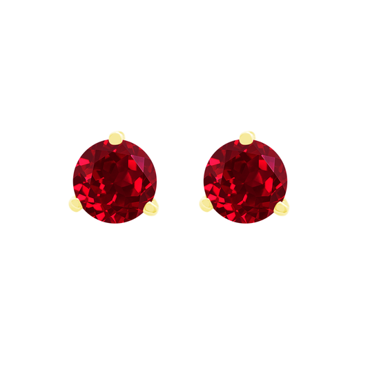 1.28Ct Ru 14K Yellow Gold Ruby Stud Earrings 0.7Dwt