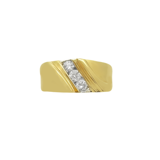 0.5Ctw 10K Yellow Gold Diamond Mens Wedding Band Size 10 5.2