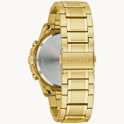 Caravelle Aqualuxx Mens Gold Tone Watch Black Dial 44B127