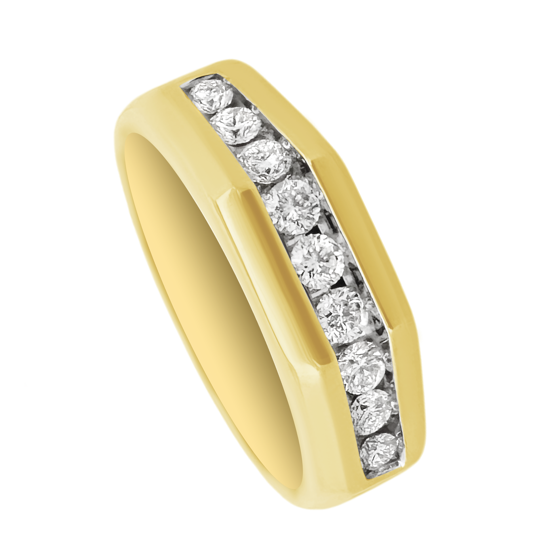 0.50Ctw 14K Yellow Gold Diamond Wedding Band Mens Size 10 4.5Dwt