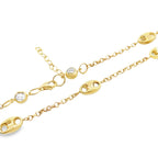 10K Yellow Gold Mariner Puff Station Anklet 10In 2.2Dwt