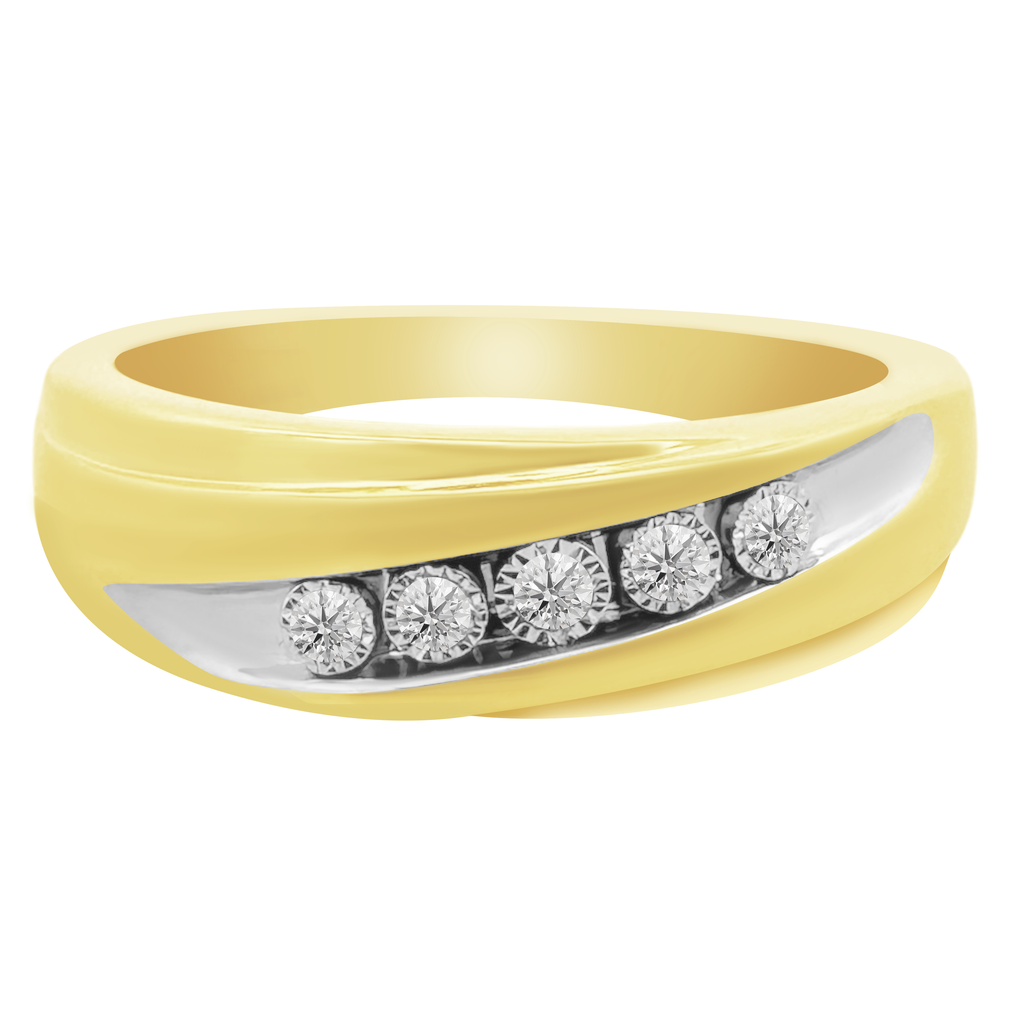 0.10Ct 10K Yellow Gold Mens Diamond Wedding Band Size 10 2.1Dwt