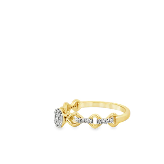 0.15Ctw 14K Yellow Gold Diamond Fashion Ring Size 7 1.4Dwt