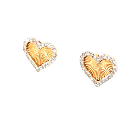 0.15Ctw 14K Yellow Gold Diamond Heart Stud Earrings 0.8
