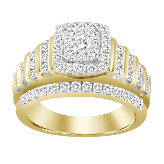 LADIES RING 1.50CT ROUND DIAMOND 10K YELLOW GOLD