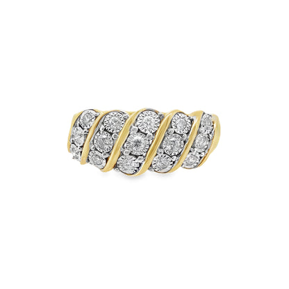 0.25Ct 10K Yellow Gold Diamond Fashion Ring Size 7 2.0Dwt