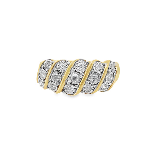 0.25Ct 10K Yellow Gold Diamond Fashion Ring Size 7 2.0Dwt
