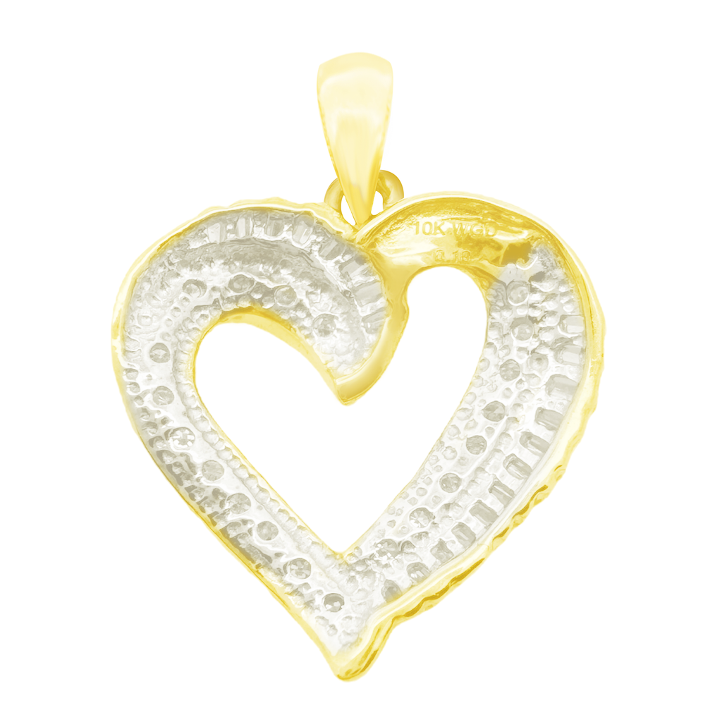 0.23Ctw 10K Two Tone Diamond Heart Pendant  1.0Dwt