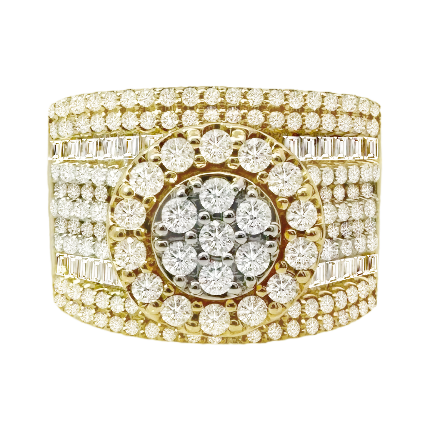 1.80Ctw 10K Yellow Gold Diamond Fashion Ring Size 7 5.3Dwt