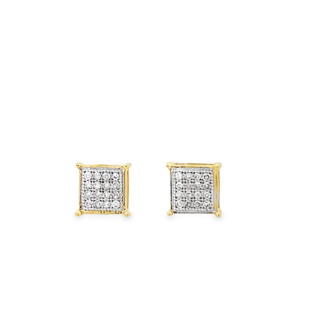 0.10Ctw 10K Yellow Gold Diamond Square Stud Earrings