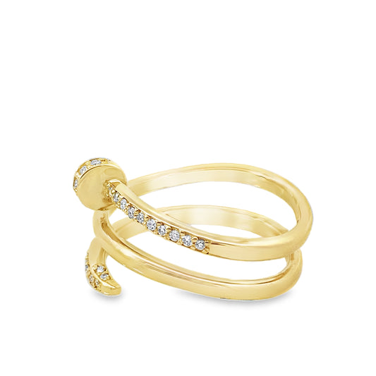 0.54Ctw 14K Yellow Gold Diamond Nail Ring Size 7 3.2Dwt