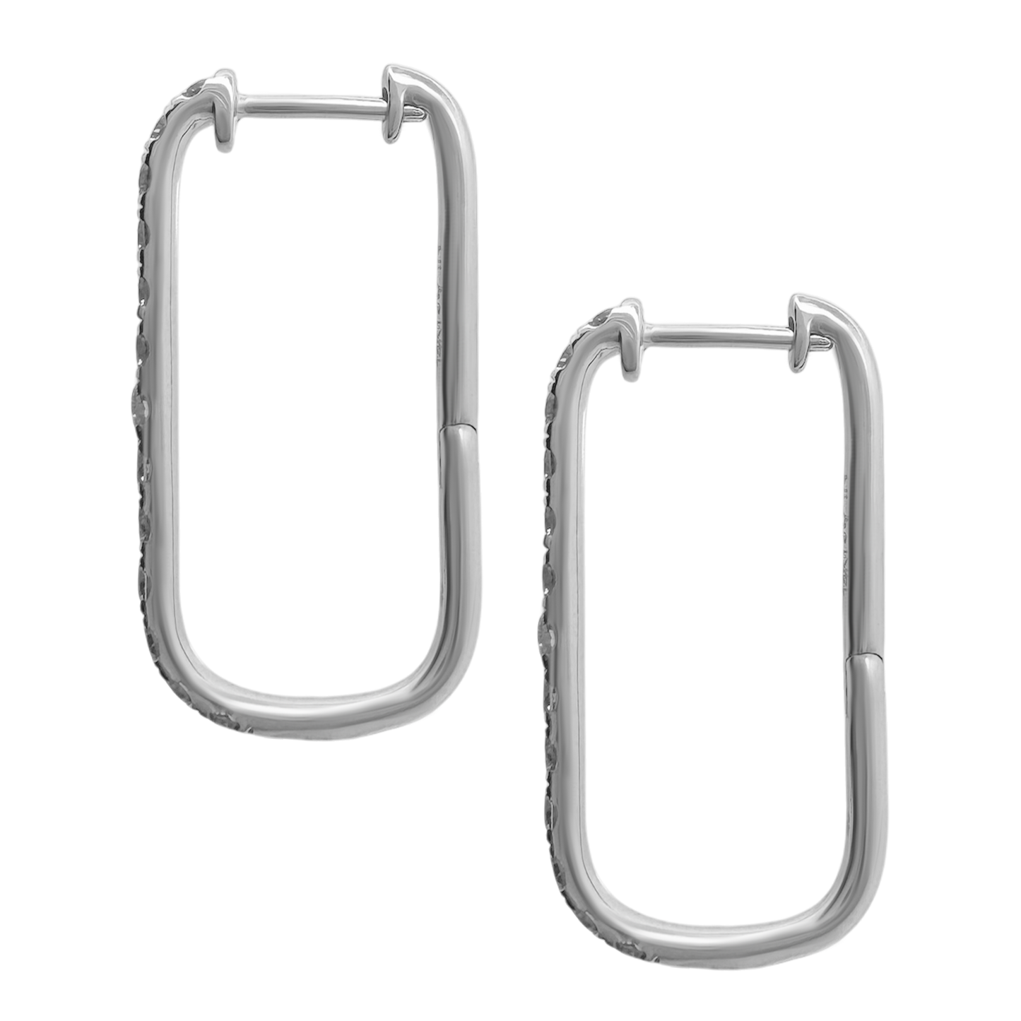 1.00Ctw 14K White Gold Diamond Hoop Earrings