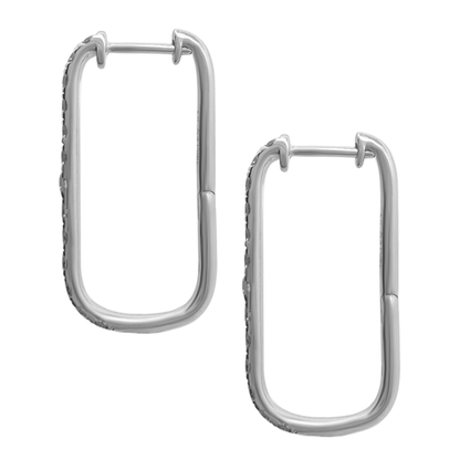 1.00Ctw 14K White Gold Diamond Hoop Earrings