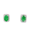 0.18Ctw Diamond 14K White Gold Emerald Center Stud Earr