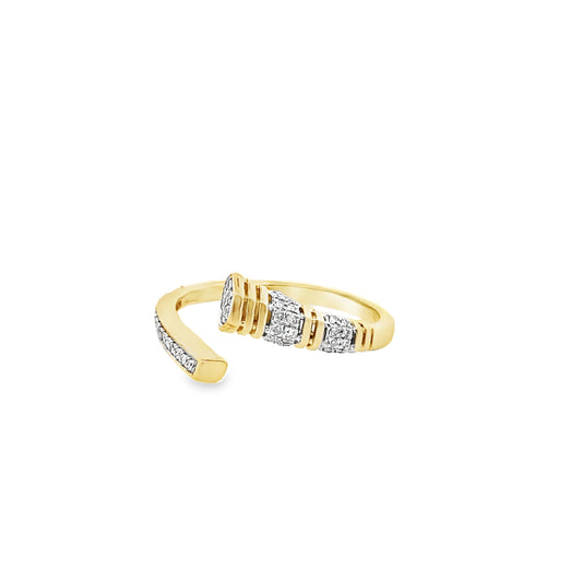 0.15Ctw 14K Yellow Gold Diamond Fashion Ring Size 7 1.6Dwt