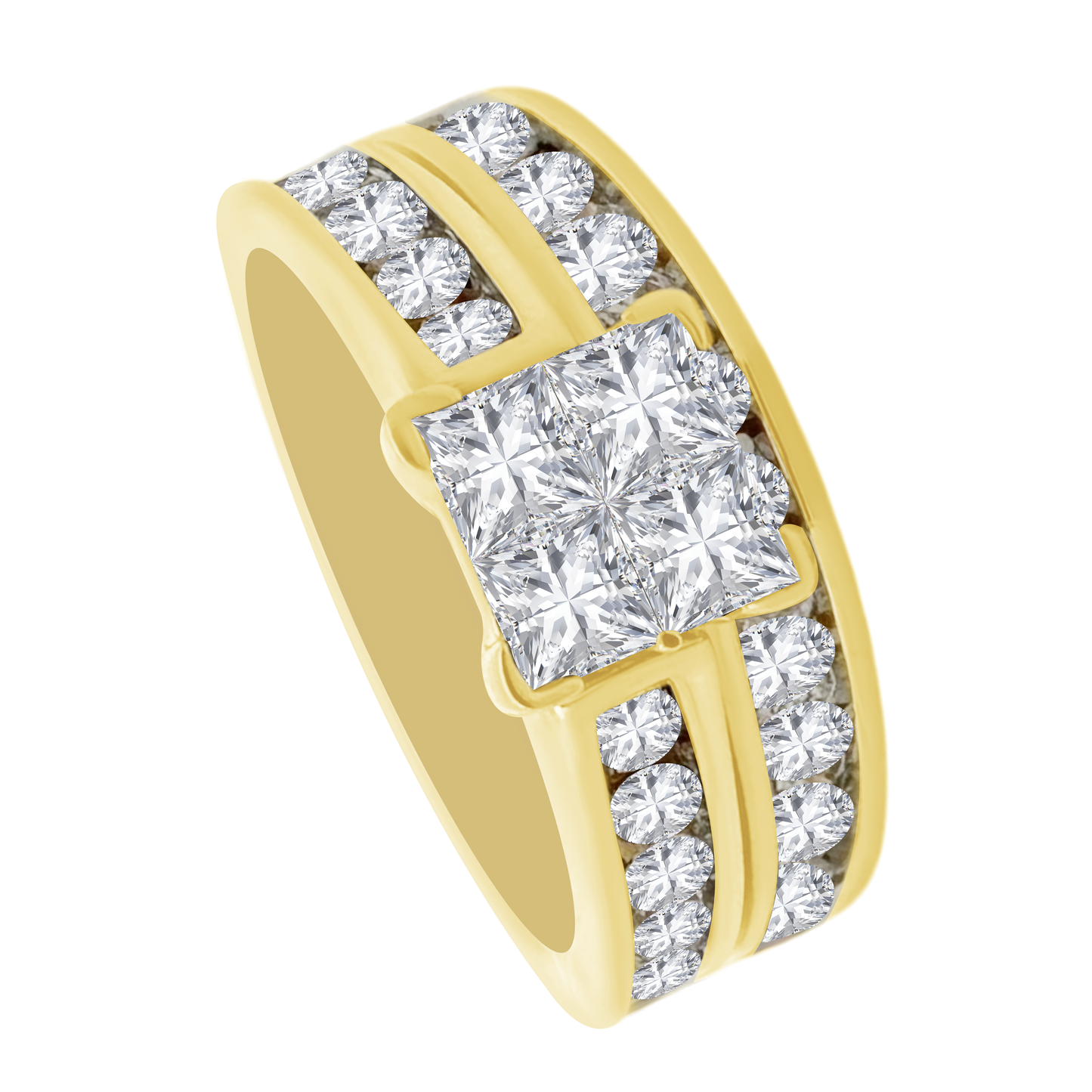 1.60Ctw 14K Yellow Gold Diamond Wedding Set Size 7 5.9Dwt