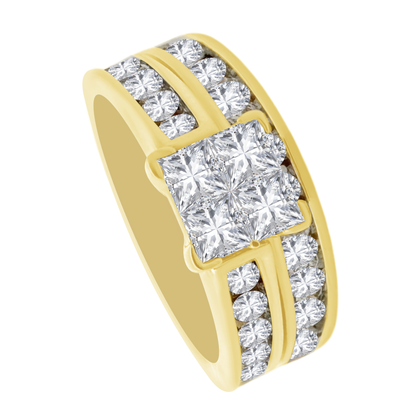 1.60Ctw 14K Yellow Gold Diamond Wedding Set Size 7 5.9Dwt
