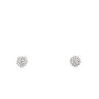 0.09Ctw 14K White Gold Diamond Flower Cluster Stud Earrings