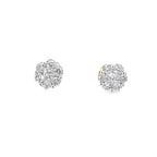 1.00Ctw 14K Yellow Gold Diamond Flower Cluster Stud Earrings