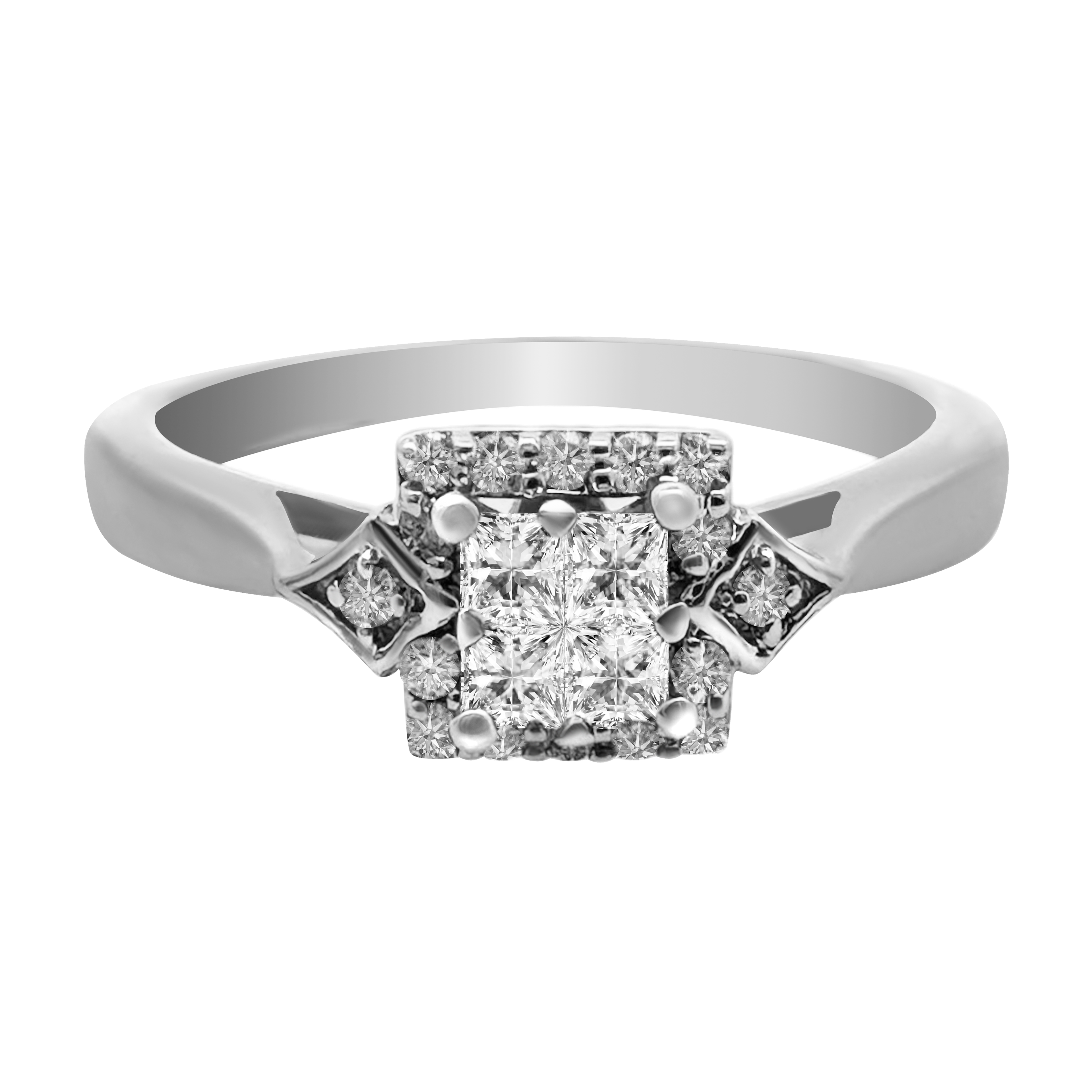 0.25Ctw 10K White Gold Diamond Engagement Ring Size 7 1.7Dwt