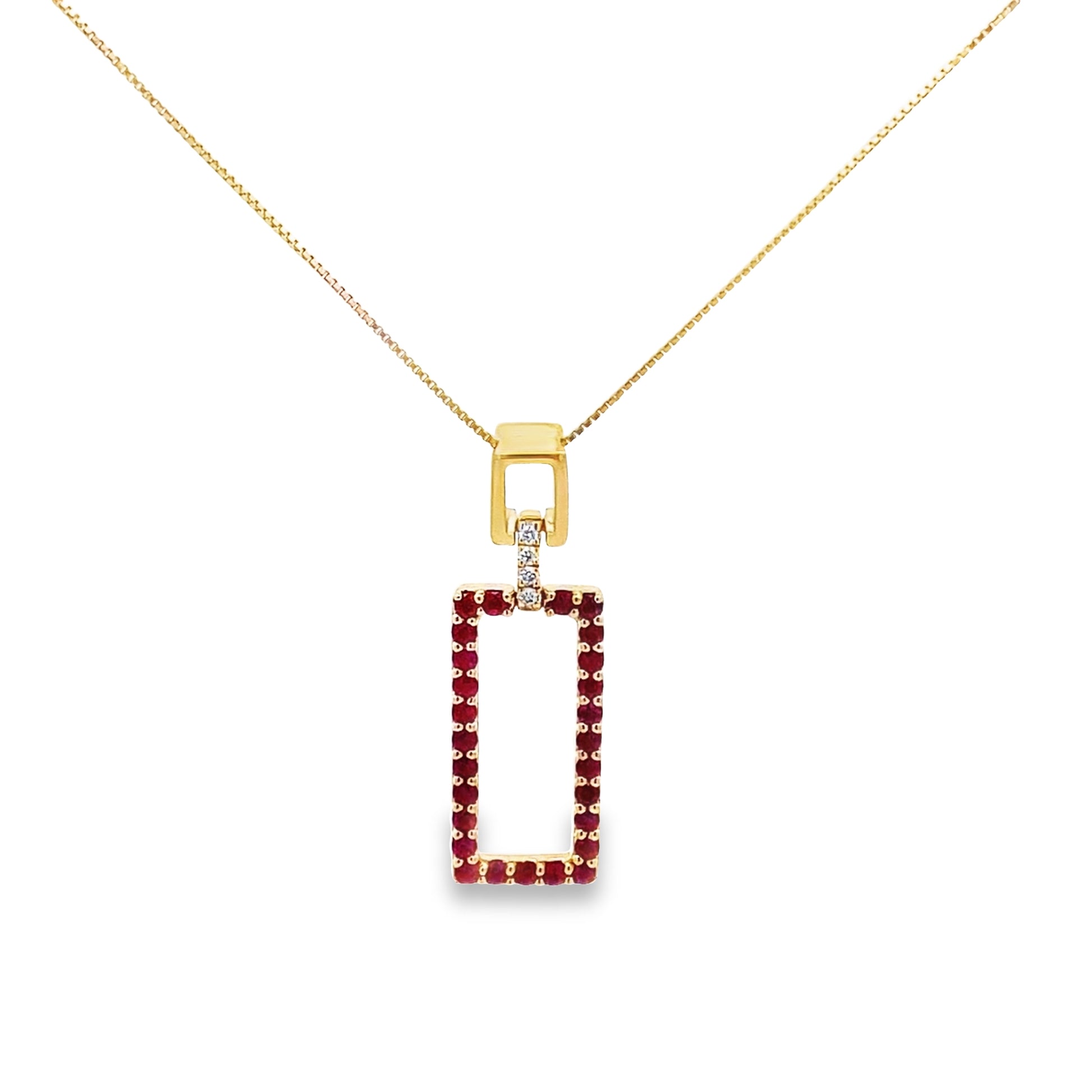 0.03Ctw Dia 0.45Ctw Ruby 14K Yellow Gold Pendant