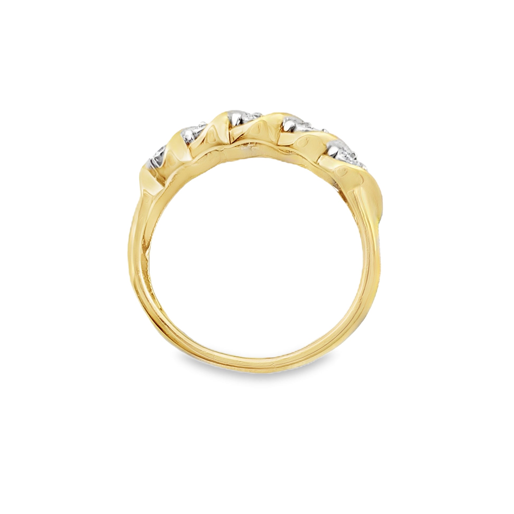 0.25Ct 10K Yellow Gold Diamond Fashion Ring Size 7 2.0Dwt
