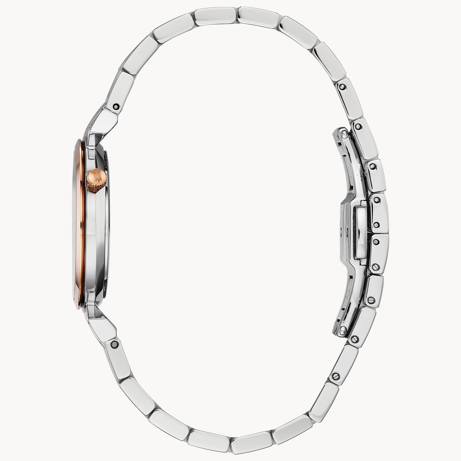 Bulova Ladies Regatta Watch (98L265) Two Tone (Rose) Black Dial