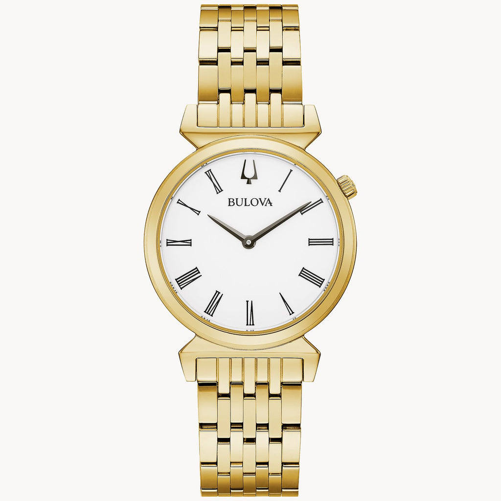 Bulova Ladies Regatta Watch (97L161) Gold Tone White Dial