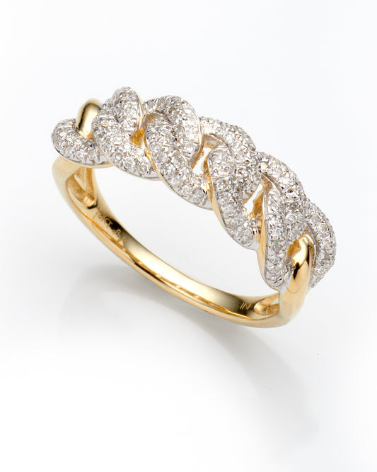 0.35Ctw 10K Yellow Gold Diamond Link Style Ring Size 7 2.3Dwt