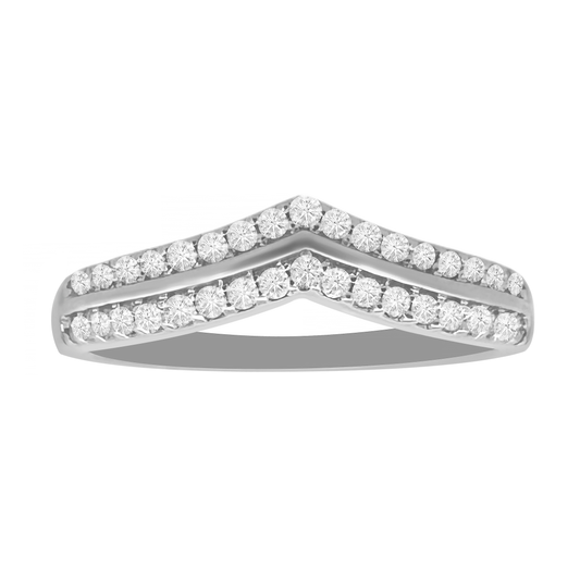 0.35Ctw 14K White Gold Diamond Wedding Band Size 7 1.7Dwt