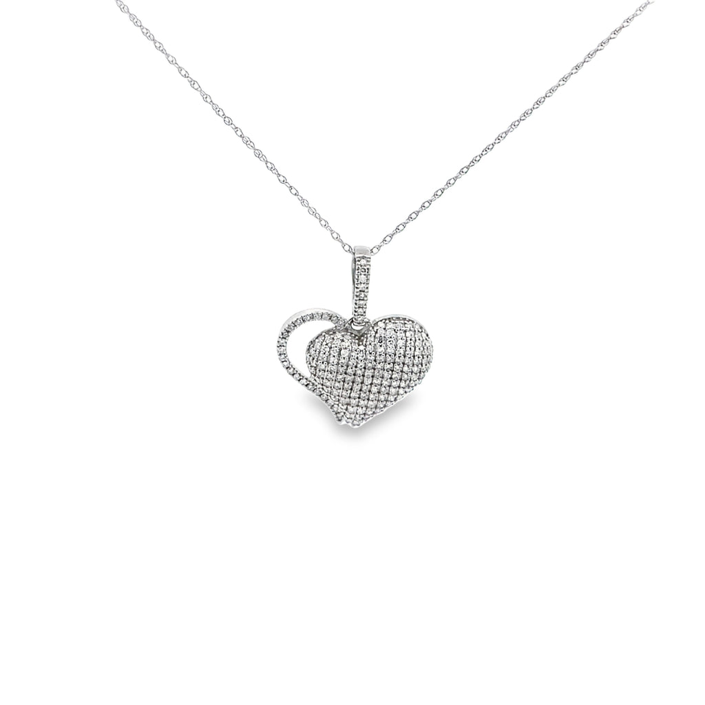 0.50Ctw 14K White Gold Diamond Heart Pendant Necklace 18In 1.7Dwt
