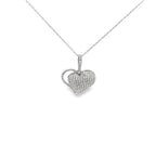 0.50Ctw 14K White Gold Diamond Heart Pendant Necklace 18In 1.7Dwt