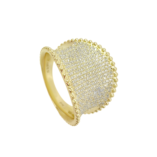 1.14Ct 14K Yellow Gold Diamond Dome Ring Size 7 5.6Dwt