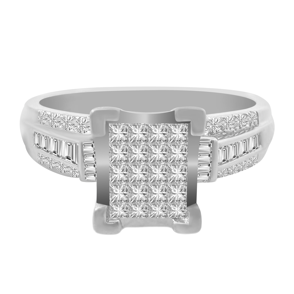 0.50Ctw 10K White Gold Diamond Engagement Ring Size 7 1.9Dwt