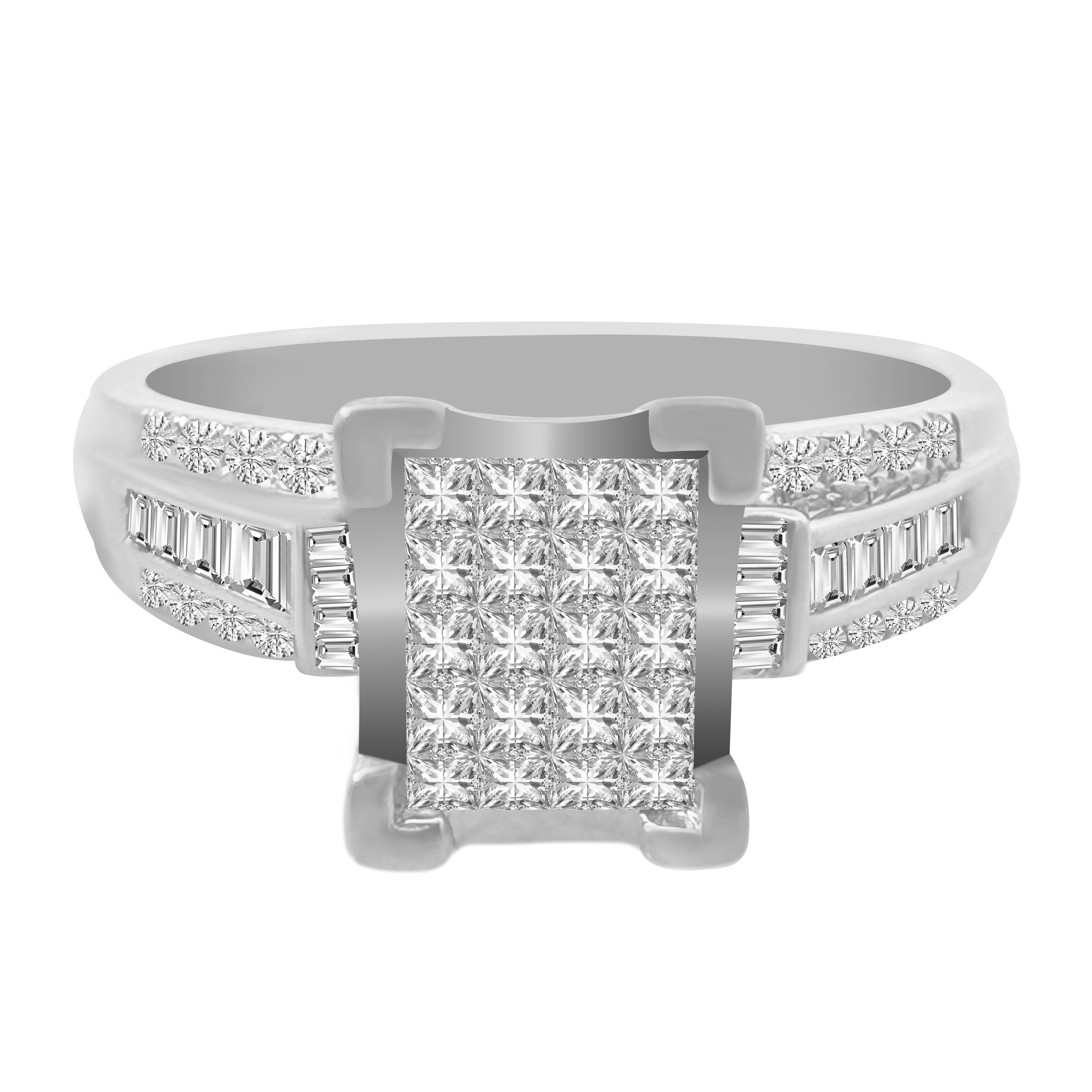 0.50Ctw 10K White Gold Diamond Engagement Ring Size 7 1.9Dwt