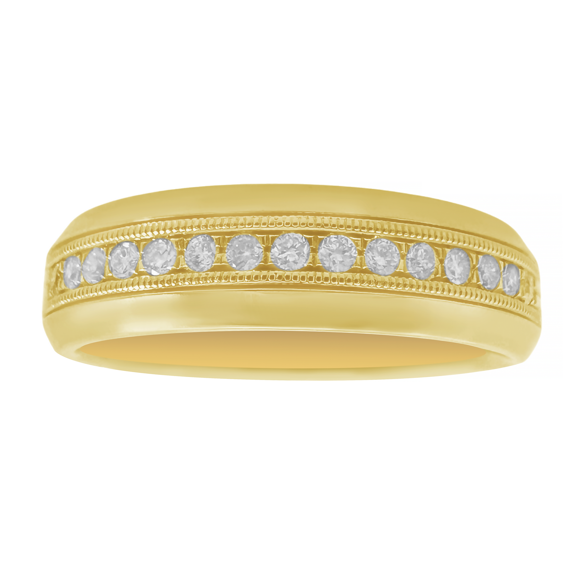 0.25Ctw 10K Yellow Gold Diamond Wedding Band Mens Size 10 3.9Dwt